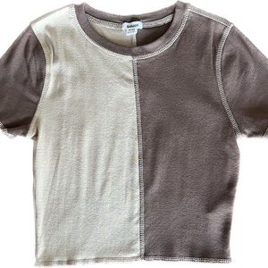 Garage Stitched Baby Tee - Half Beige/Brown